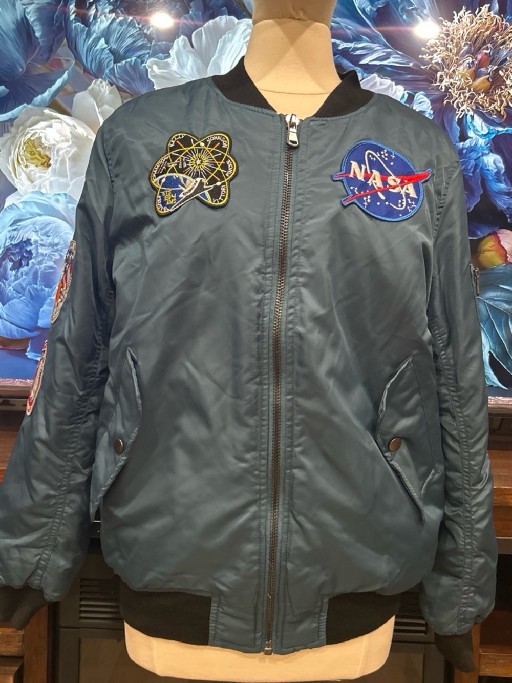NASA Patch Blue Bomber Jacket – Men's Varsity Style